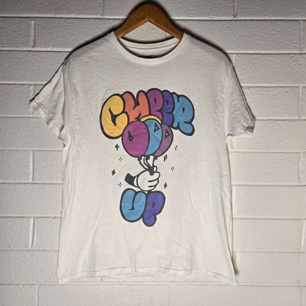Jesus Loves You JLY Cheer Up Graphic T-Shirt‎ White Large Religious Church